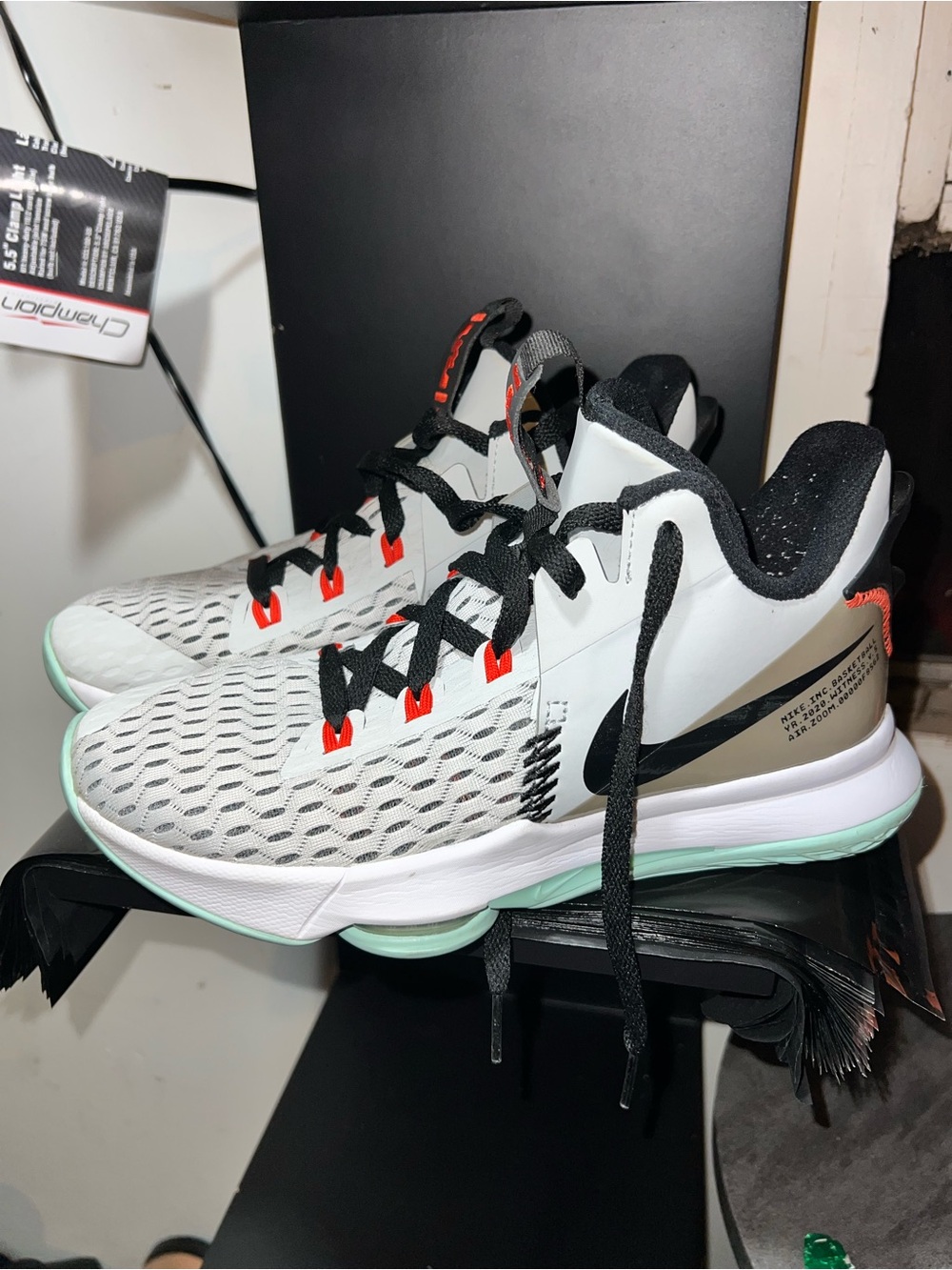 Nike Men's Athletic Basketball Shoes — White, Black & Mint Green Accents